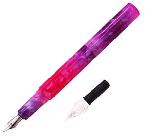 delike fountain pen fine nib & glass dip pen gradient violet celluloid, mini pocket travel writing gift pen for business signature ,art and sketch