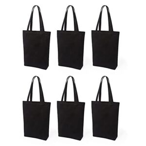 lily queen natural canvas tote bags diy reusable shopping grocery bag (black - 6 pack)