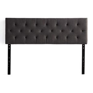 Lucid Mid-Rise Diamond Tufted Upholstered Charcoal Headboard- Attach Frame- Wall Mount- Headboard Only – Queen