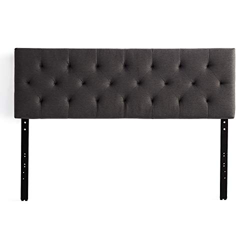 Lucid Mid-Rise Diamond Tufted Upholstered Charcoal Headboard- Attach Frame- Wall Mount- Headboard Only – Queen