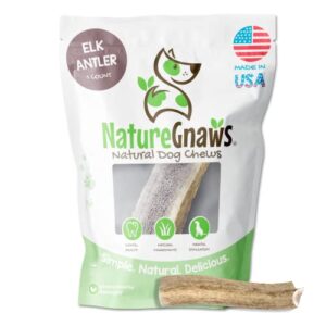 Nature Gnaws Elk Antlers for Large Dogs - Premium Natural USA Antler - Long Lasting Dog Bones for Aggressive Chewers - Mix of Split and Whole - 5-8 Inch