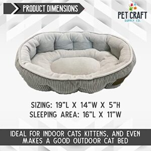 Pet Craft Supply Cat Bed for Indoor Cats - Kitten Bed - Machine Washable - Ultra Soft - Self Warming - Refillable Catnip Pouch,Grey,19x14x5 Inch (Pack of 1)