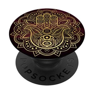 yoga mandala flower hamsa hand yoga & meditation woman popsockets popgrip: swappable grip for phones & tablets