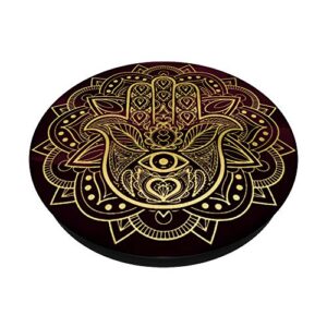 Yoga Mandala Flower Hamsa Hand Yoga & Meditation Woman PopSockets PopGrip: Swappable Grip for Phones & Tablets