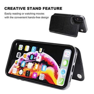OT ONETOP iPhone XR Wallet Case with Card Holder, Premium PU Leather Kickstand Card Slots Case,Double Magnetic Clasp and Durable Shockproof Cover for iPhone XR 6.1 Inch(Black)