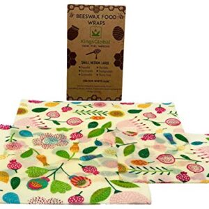 Reusable Beeswax Food Wrap (Set of 3) Eco friendly sustainable organic biodegradable cotton sheets bees wax wraps | Great safe storage keeps produce fresher | Sandwich wrap |Plastic Free zero waste