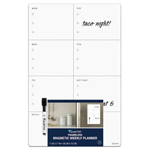 Quartet Magnetic Weekly Planner Dry Erase Board, 11" x 17", Small White Board for Fridge, Home School Supplies or Home Office Decor, Frameless, Includes 1 Dry Erase Marker (63540)