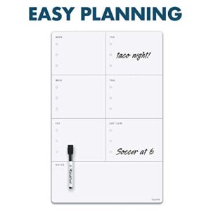 Quartet Magnetic Weekly Planner Dry Erase Board, 11" x 17", Small White Board for Fridge, Home School Supplies or Home Office Decor, Frameless, Includes 1 Dry Erase Marker (63540)
