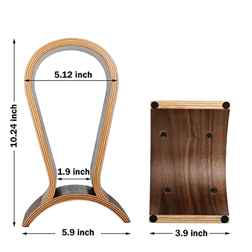 Headphone Stand Wood, Headset Stand for Desk, Walnut Gaming Headphone Holder Compatible for Sennheiser, Bose, Beats, Razer, AKG, Airpod Max, HyperX, Sony PS4 et.