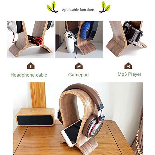 Headphone Stand Wood, Headset Stand for Desk, Walnut Gaming Headphone Holder Compatible for Sennheiser, Bose, Beats, Razer, AKG, Airpod Max, HyperX, Sony PS4 et.