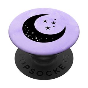 crescent moon with stars on purple background popsockets swappable popgrip