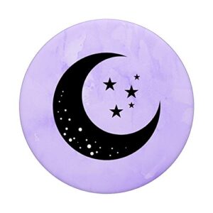 Crescent Moon With Stars On Purple Background PopSockets Swappable PopGrip