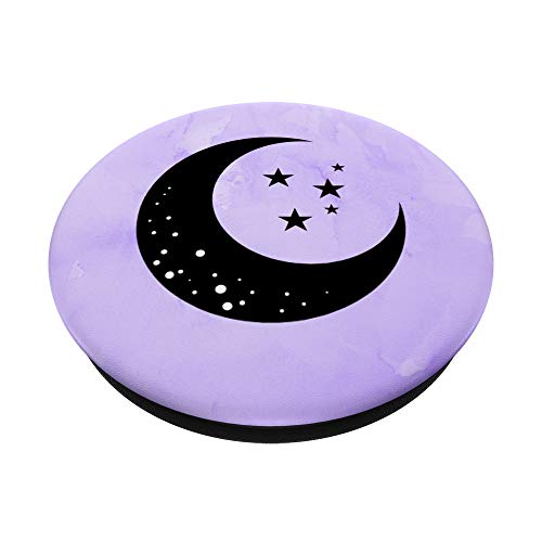 Crescent Moon With Stars On Purple Background PopSockets Swappable PopGrip