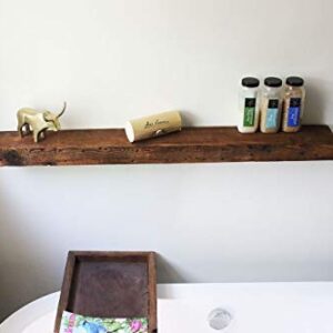 Parkco Rustic Fireplace Floating Mantel Shelf - Rustic Reclaimed Barn Wood Wall Decor. Mounting Hardware Included (18" W x 5" D x 2.75" H)