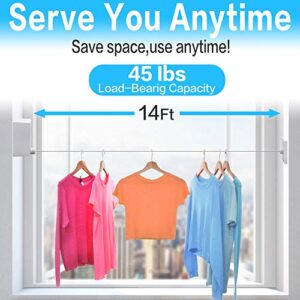 Retractable Clothesline |Indoor Outdoor Clothes Line | Heavy Duty Clothes Drying Laundry Line | Wall Mounted Drying Rack Clothing Line | Retracting Hanging | Lock to Prevent Sagging