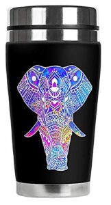 mugzie 16 ounce stainless steel travel mug with wetsuit cover - ornamental elephant