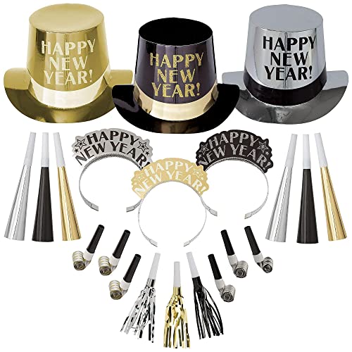 amscan Opulent Affair 2023 New Year's Eve Party Supplies for 100, Includes Top Hats and Tiaras