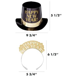 amscan Opulent Affair 2023 New Year's Eve Party Supplies for 100, Includes Top Hats and Tiaras