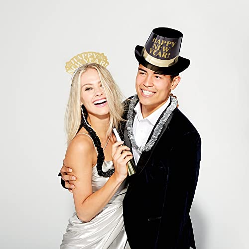 amscan Opulent Affair 2023 New Year's Eve Party Supplies for 100, Includes Top Hats and Tiaras