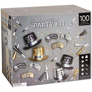 amscan Opulent Affair 2023 New Year's Eve Party Supplies for 100, Includes Top Hats and Tiaras