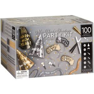 amscan Fantasy 2023 New Year's Eve Decorations Party Supplies for 100, Includes Top Hats, Tiaras and Bead Necklaces