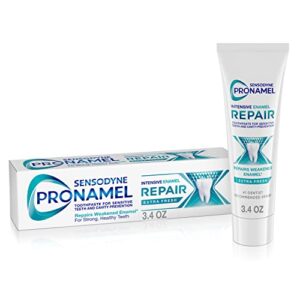 sensodyne pronamel intensive enamel repair toothpaste for sensitive teeth, to reharden and strengthen enamel, extra fresh - 3.4 ounces