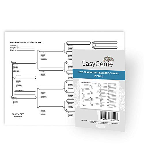 Five Generation Pedigree Charts for Genealogists (7-pack) | Archival-Quality Genealogy Forms for Ancestry