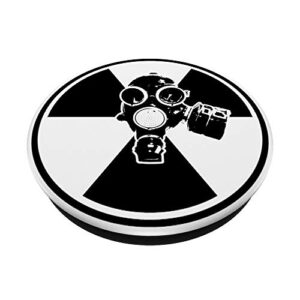 Black and White Toxic Shock Warning Nuclear Fallout Gas Mask PopSockets Swappable PopGrip