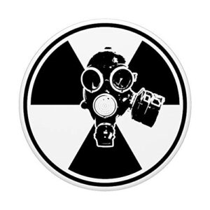 Black and White Toxic Shock Warning Nuclear Fallout Gas Mask PopSockets Swappable PopGrip