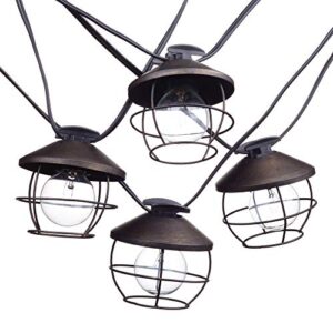 globe electric chicago 10-light 10ft outdoor/indoor string light, black cord, m/f plugs, round vintage edison bulbs included 12949