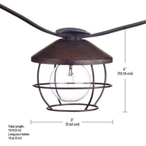 Globe Electric Chicago 10-Light 10ft Outdoor/Indoor String Light, Black Cord, M/F Plugs, Round Vintage Edison Bulbs Included 12949