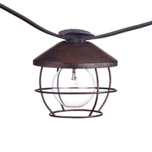 Globe Electric Chicago 10-Light 10ft Outdoor/Indoor String Light, Black Cord, M/F Plugs, Round Vintage Edison Bulbs Included 12949