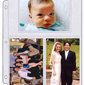 PhotoSMART Photo/Postcard Page for 3-Ring Binders - Archival-Safe Plastic - Three 4" x 6" Pocket - Holds six Photos/Postcards - 25 Pack - ACS-253T Store & Protect