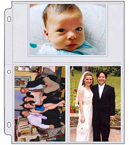 PhotoSMART Photo/Postcard Page for 3-Ring Binders - Archival-Safe Plastic - Three 4" x 6" Pocket - Holds six Photos/Postcards - 25 Pack - ACS-253T Store & Protect