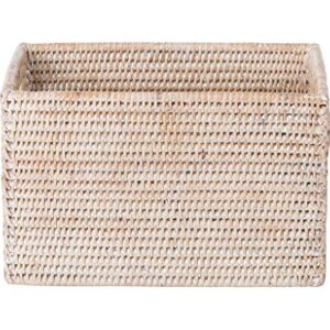 KOUBOO La Jolla Rattan Shelf Handles, Small, White-Wash Storage Basket