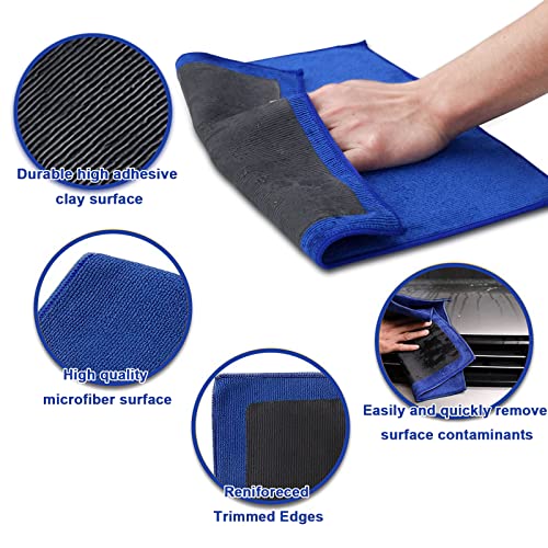 GMISUN Clay Towel, 2 Pack Clay Bar Towel for Car Detailing, Fine Grade Auto Magic Clay Bar Cloth, Scratch-Free and Paint Safe, for Cars Polishing Detailing, Removing Paint Contaminants