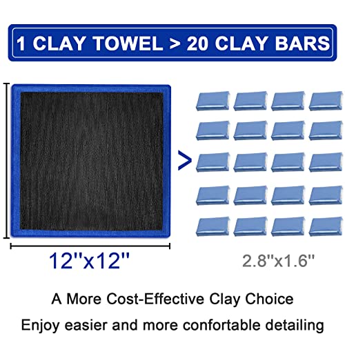 GMISUN Clay Towel, 2 Pack Clay Bar Towel for Car Detailing, Fine Grade Auto Magic Clay Bar Cloth, Scratch-Free and Paint Safe, for Cars Polishing Detailing, Removing Paint Contaminants