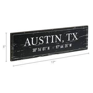 Barnyard Designs Austin, TX City Sign Rustic Vintage Wood Wall Art Home Decor 17” x 5”