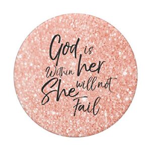 God is Within Her Christian Woman Bible Verse Pink Scripture PopSockets Swappable PopGrip