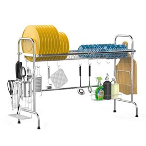 ispecle over the sink dish drying rack stainless steel dish rack above sink shelf over sink drying rack for kitchen counter, silver