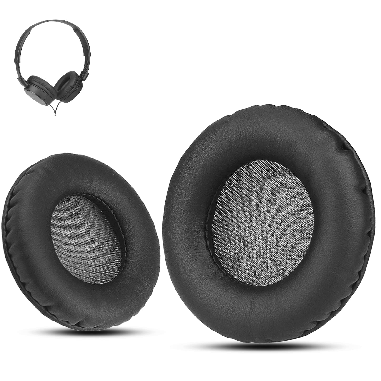 Krone Kalpasmos 75mm Earpads for AKG K518LE/Audio Technica ATH S200BT/Sony MDR-NC6/JVC On-Ear Headphones (full list inside) Black protein leather Gray dustproof earmuffs