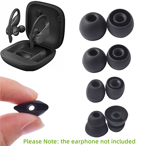 PB3 Earbuds Replacement Tips Compatible with Beats Powerbeats3 Wireless Stereo Headphones 4 Pairs Small Medium Large and Double Flange (Grey)