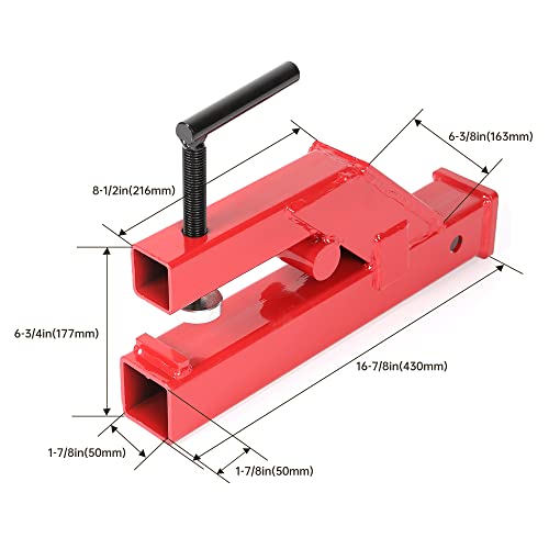 Clamp On Trailer Hitch 2" Receiver Ball Mount Bobcat Deere Tractor Bucket Red