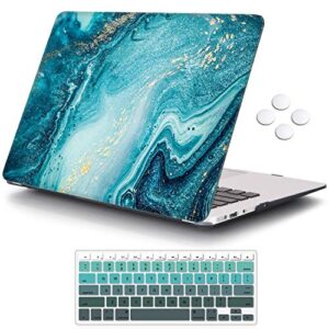 icasso for macbook air 13 inch case (release 2010-2017 older version), plastic hard shell protective case & keyboard cover only for macbook air 13 inch model a1466/a1369 - river sand