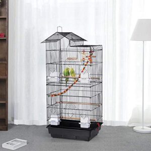 Yaheetech 39-inch Roof Top Large Flight Parrot Bird Cage for Small Quaker Parrot Cockatiel Sun Parakeet Green Cheek Conure Budgie Finch Lovebird Canary Pet Bird Cage w/Toys