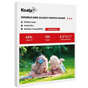 koala brochure paper double side glossy for printing photo 8.5x11 inches 100 sheets compatible with inkjet printer 42lb