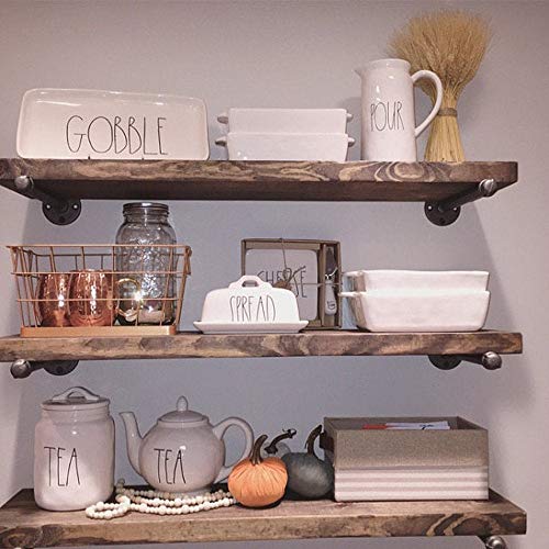 Industrial Floating Shelves Wall Shelf - Floating Shelves Wood Wall Mounted, Hanging Shelves, Floating Shelves Rustic, with Pipe Hardware Brackets (Set of 3) 1.5'' X 7.25" (Special Walnut, 36'')