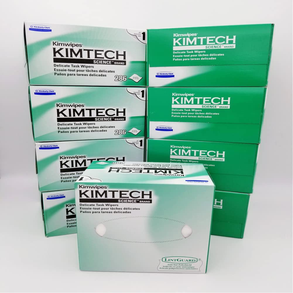 Kimberly-Clark Professional QLZSTWUH Kimtech Science KimWipes Delicate Task Wipers, 4.4 x 8.4 in. 1-ply, 9 Box of 280