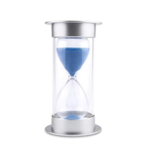 hourglass sand timer 5/10/15/30/45/60 minutes sand glass timer for romantic mantel office desk book shelf curio cabinet christmas birthday gift kids games classroom kitchen home dec (5 min, blue)