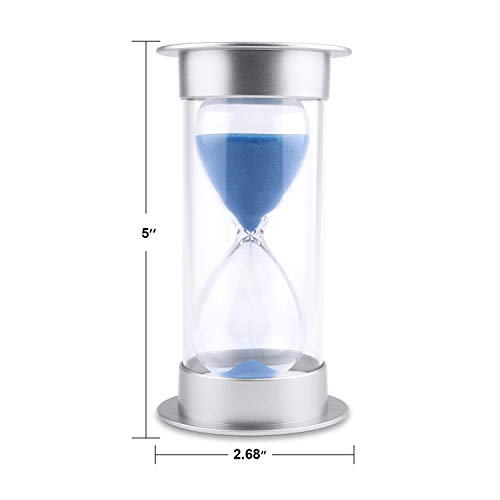 Hourglass Sand Timer 5/10/15/30/45/60 Minutes Sand Glass Timer for Romantic Mantel Office Desk Book Shelf Curio Cabinet Christmas Birthday Gift Kids Games Classroom Kitchen Home Dec (5 min, Blue)